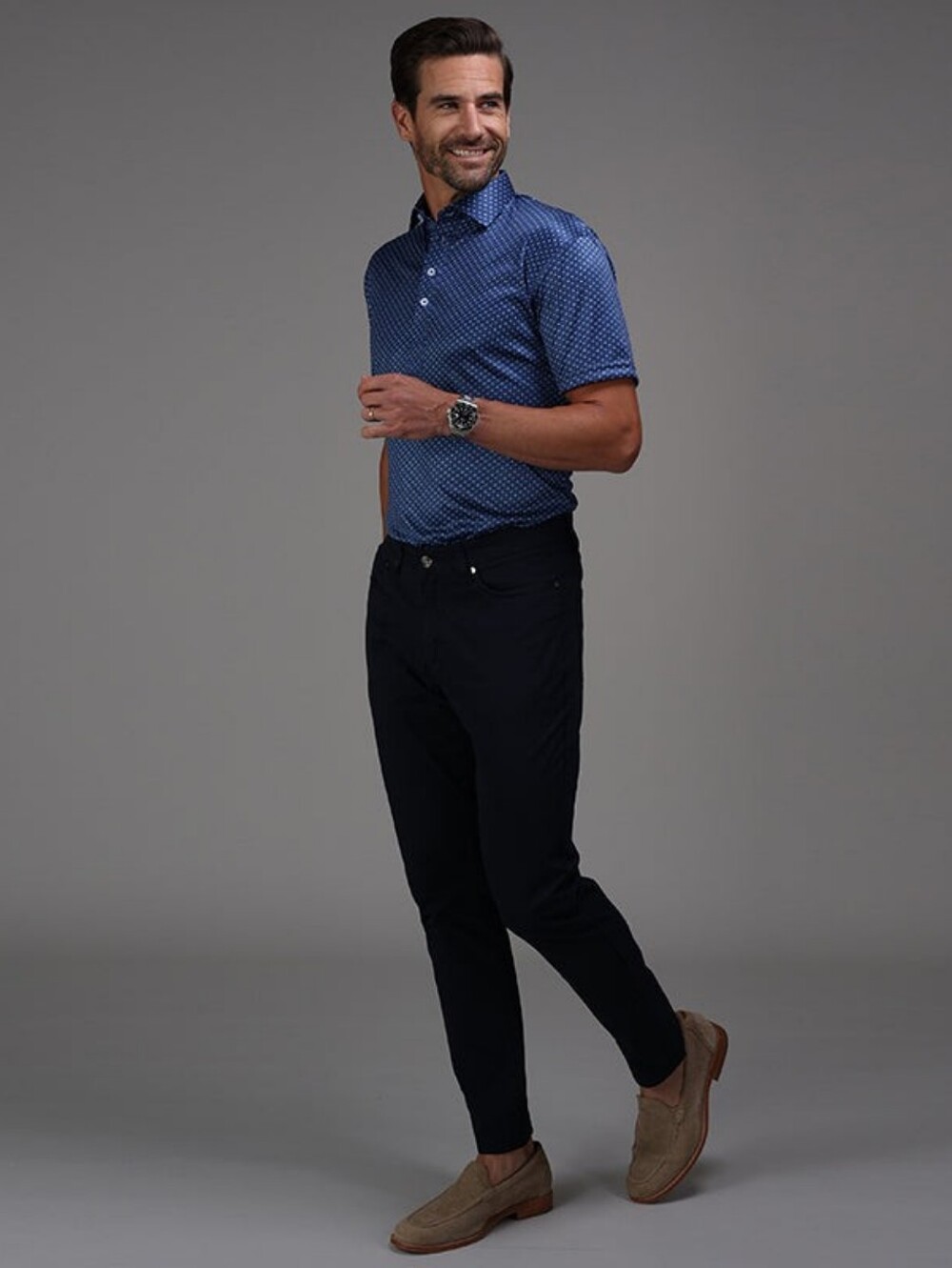 NWT Collars & Co Semi-Spread Collar Polo Los Cabos Blue Star Size M - Picture 5 of 7
